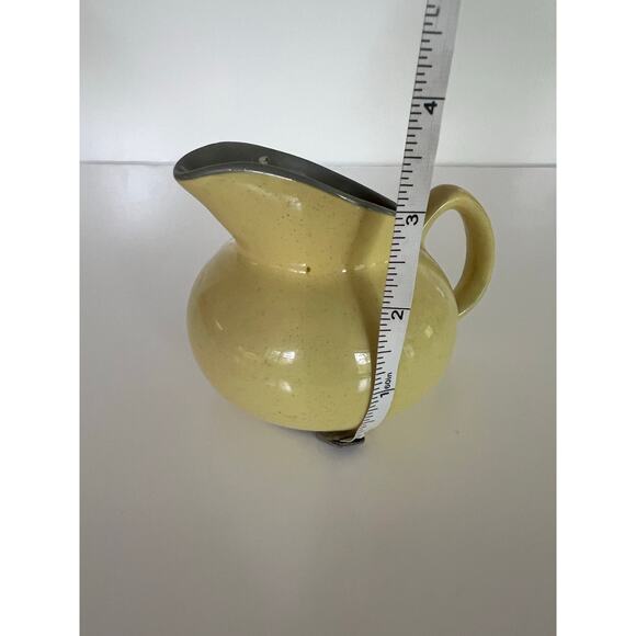 Vintage Mid-century Harkerware Creamer Pot USA Golden Dawn Yellow and Blue JL - Picture 7 of 9